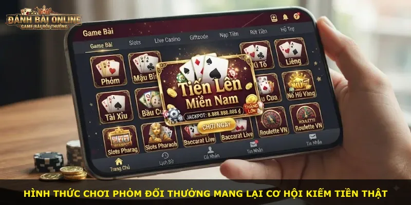 Hình thức chơi phỏm đổi thưởng mang lại cơ hội kiếm tiền thật